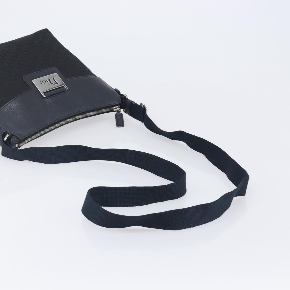 Christian Dior Vintage Street Chic Messenger Diorissimo Canvas and Leather, Black, Canvas, Handbag