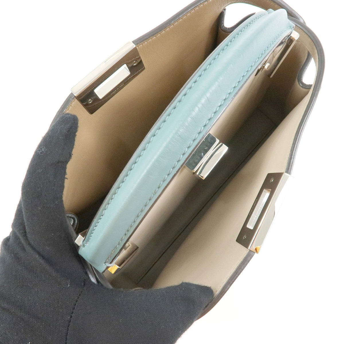 Fendi Peekaboo Essentially Leather, Blue, Leather, Handbag
