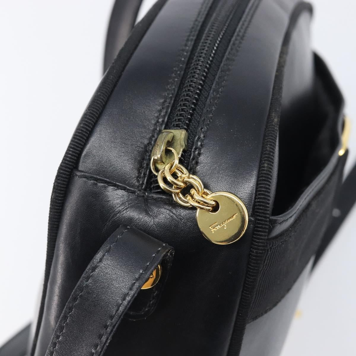 Salvatore Ferragamo Vara Bow Camera Leather, Black, Leather, Shoulder Bag