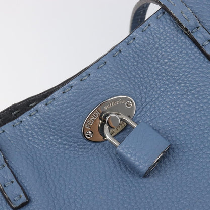 Fendi Selleria Carla Leather, Blue, Leather, Tote Bag