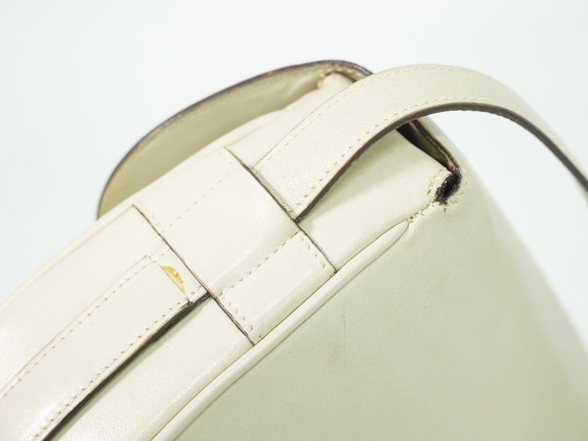 Celine Flap Shoulder Leather, Beige, Leather, Shoulder Bag