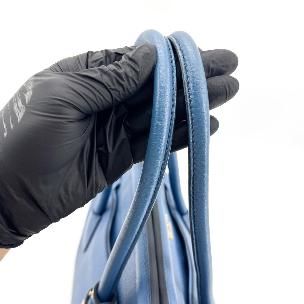 Prada Vitello Daino Leather, Blue, Leather, Shoulder Bag