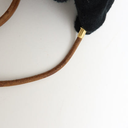 Hermes Jumbo Hook Choker Woven Leather and Metal, Brown, Leather, Necklace