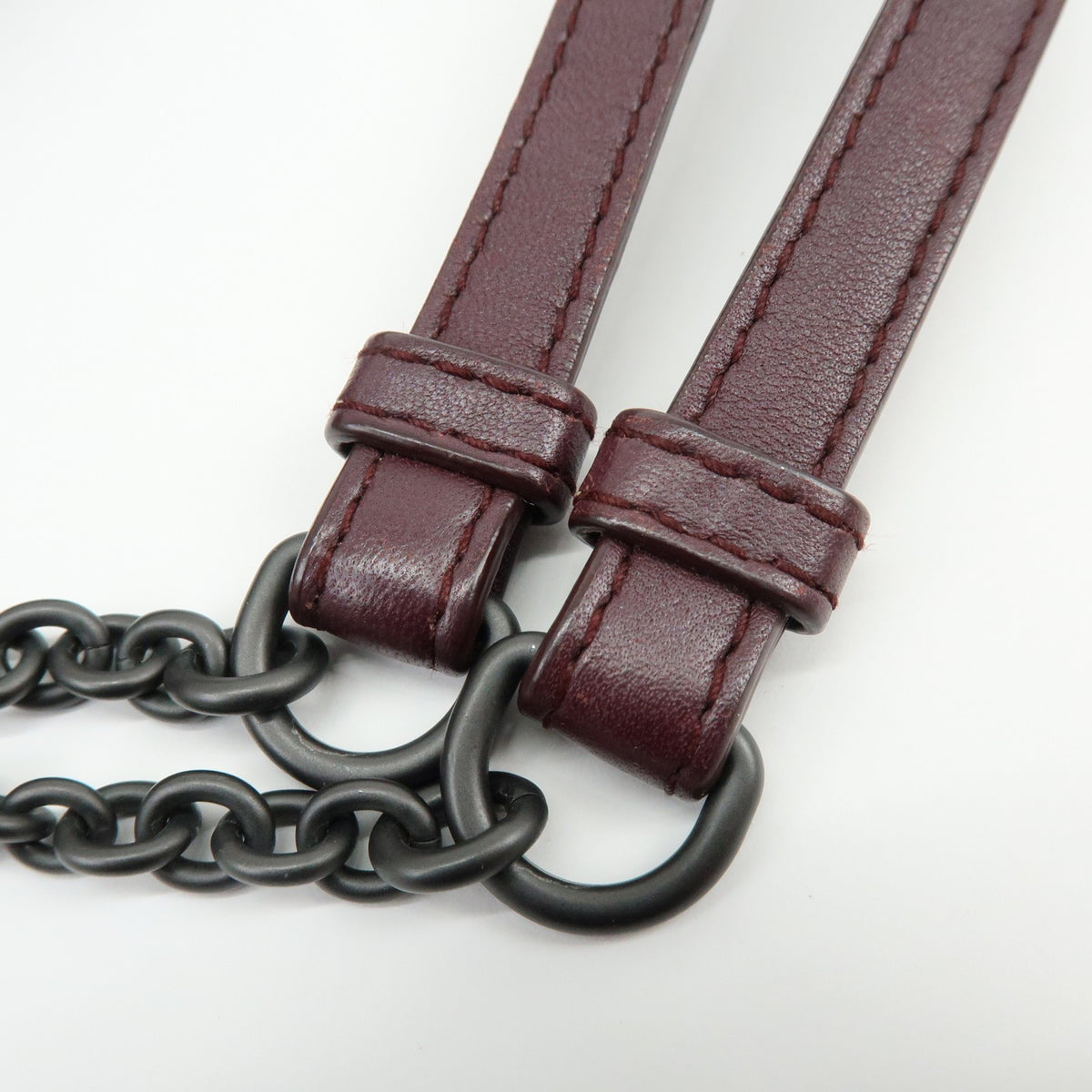 Bottega Veneta Double Chain Intrecciato Nappa, Burgundy, Leather, Tote Bag