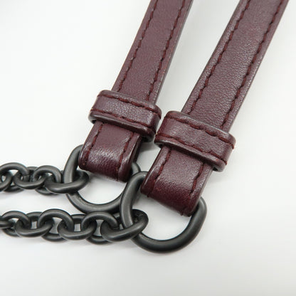 Bottega Veneta Double Chain Intrecciato Nappa, Burgundy, Leather, Tote Bag
