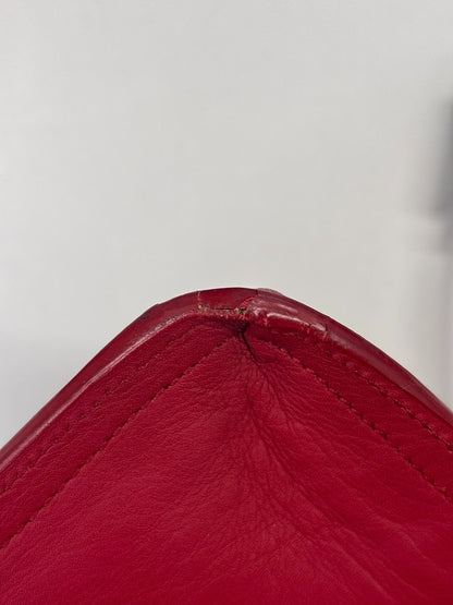 Saint Laurent Chyc Cabas Leather, Red, Leather, Tote Bag