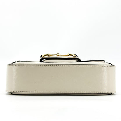 Gucci Horsebit 1955 GG Coated Canvas with Leather, White, Canvas, Shoulder Bag