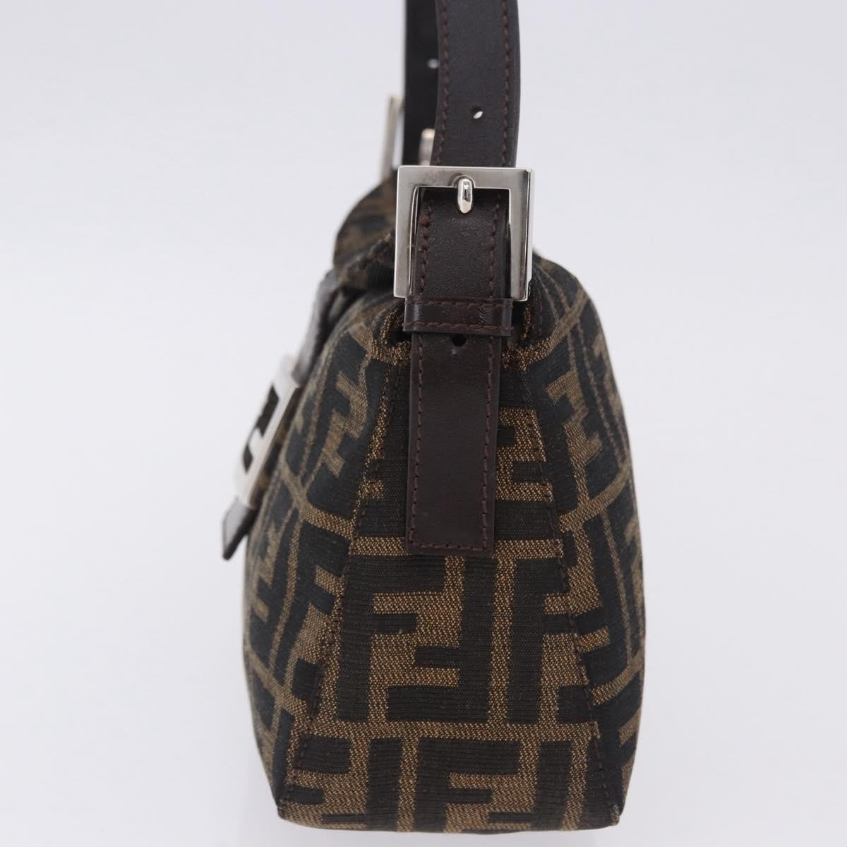 Fendi Baguette Pochette Zucca Canvas, Brown, Canvas, Clutch