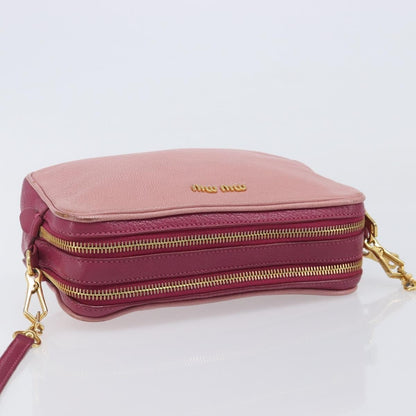Miu Miu Madras Double Zip Leather, Pink, Leather, Crossbody Bag