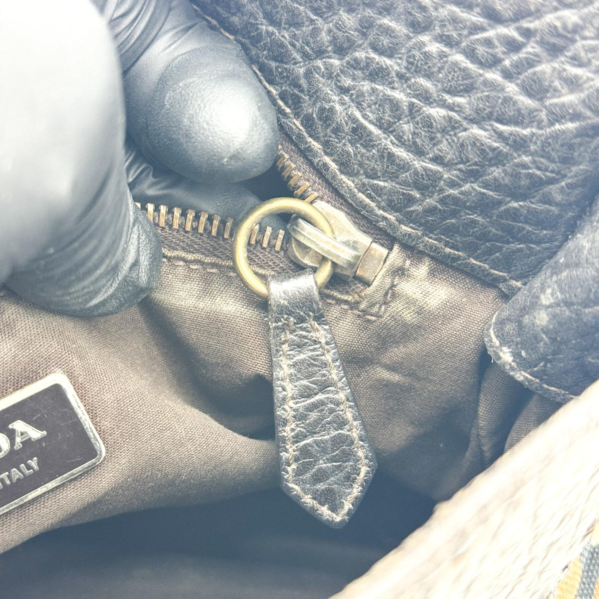 Prada Shoulder Canvas and Leather, Black, Canvas, Shoulder Bag