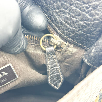 Prada Shoulder Canvas and Leather, Black, Canvas, Shoulder Bag