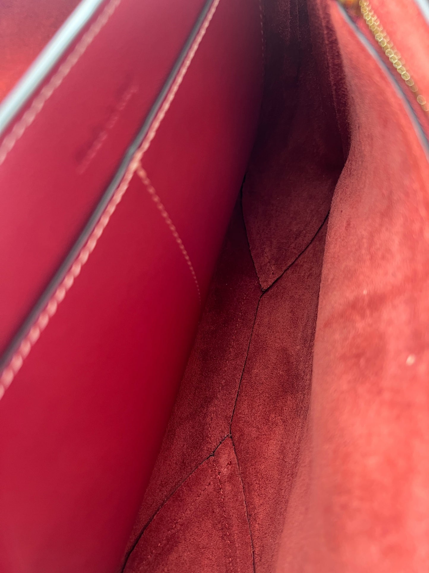 Celine Tri-Fold Shoulder Bag Smooth Calfskin, BURGUNDY, LEATHER, Shoulder bag