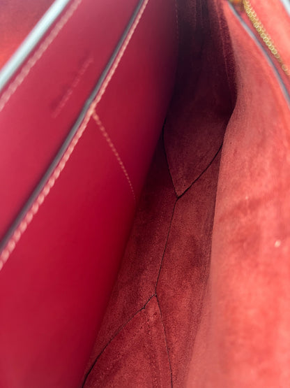 Celine Tri-Fold Shoulder Bag Smooth Calfskin, BURGUNDY, LEATHER, Shoulder bag