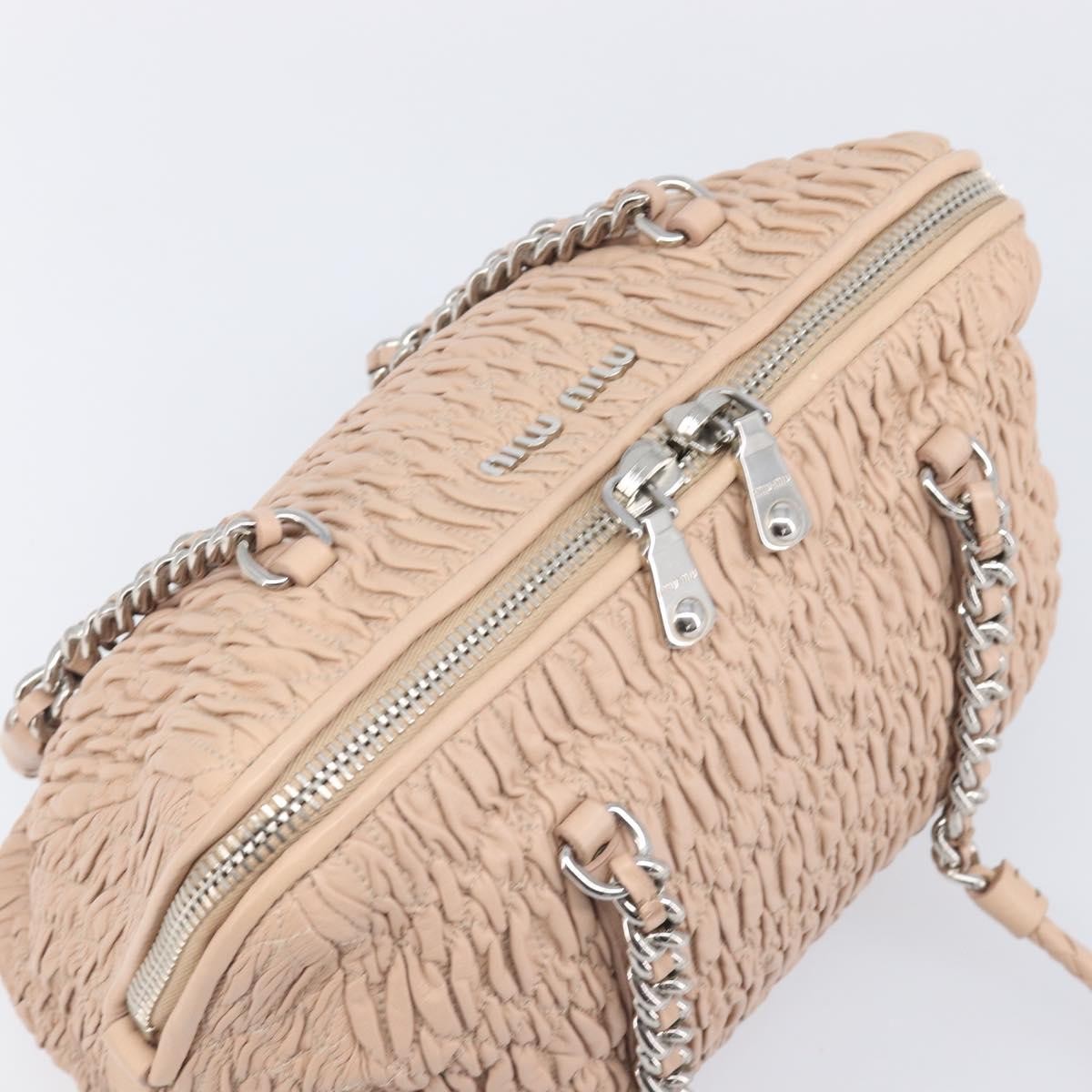 Miu Miu Shoulder Leather, Beige, Leather, Shoulder Bag