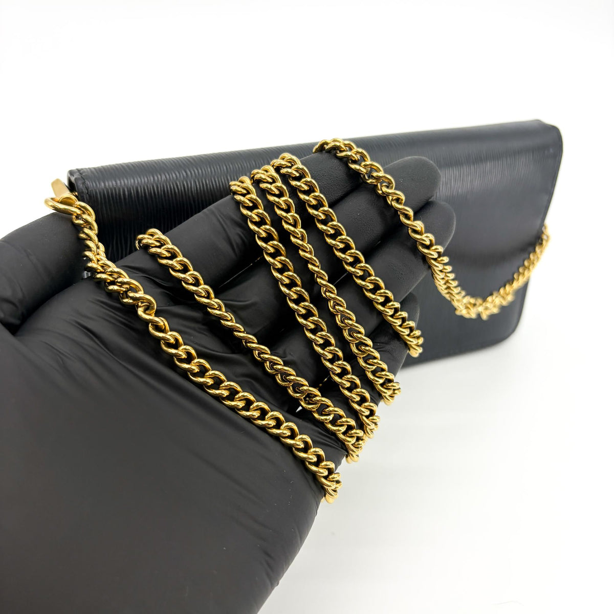 Prada Wallet on Chain Saffiano Leather, Black, Leather, Crossbody Bag