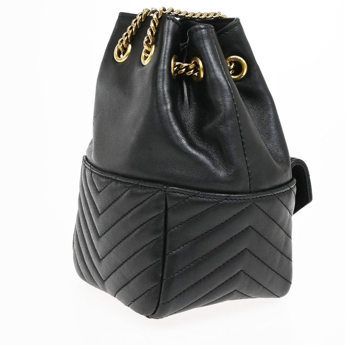Saint Laurent Joe Bucket Matelasse Chevron Leather, Black, Leather, Handbag