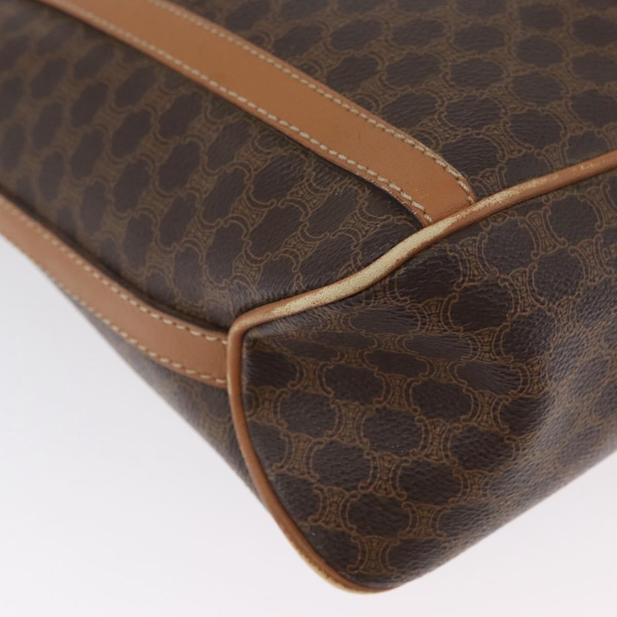 Celine Vintage Shoulder Bag Macadam Canvas & Leather, Brown, Canvas, Shoulder Bag