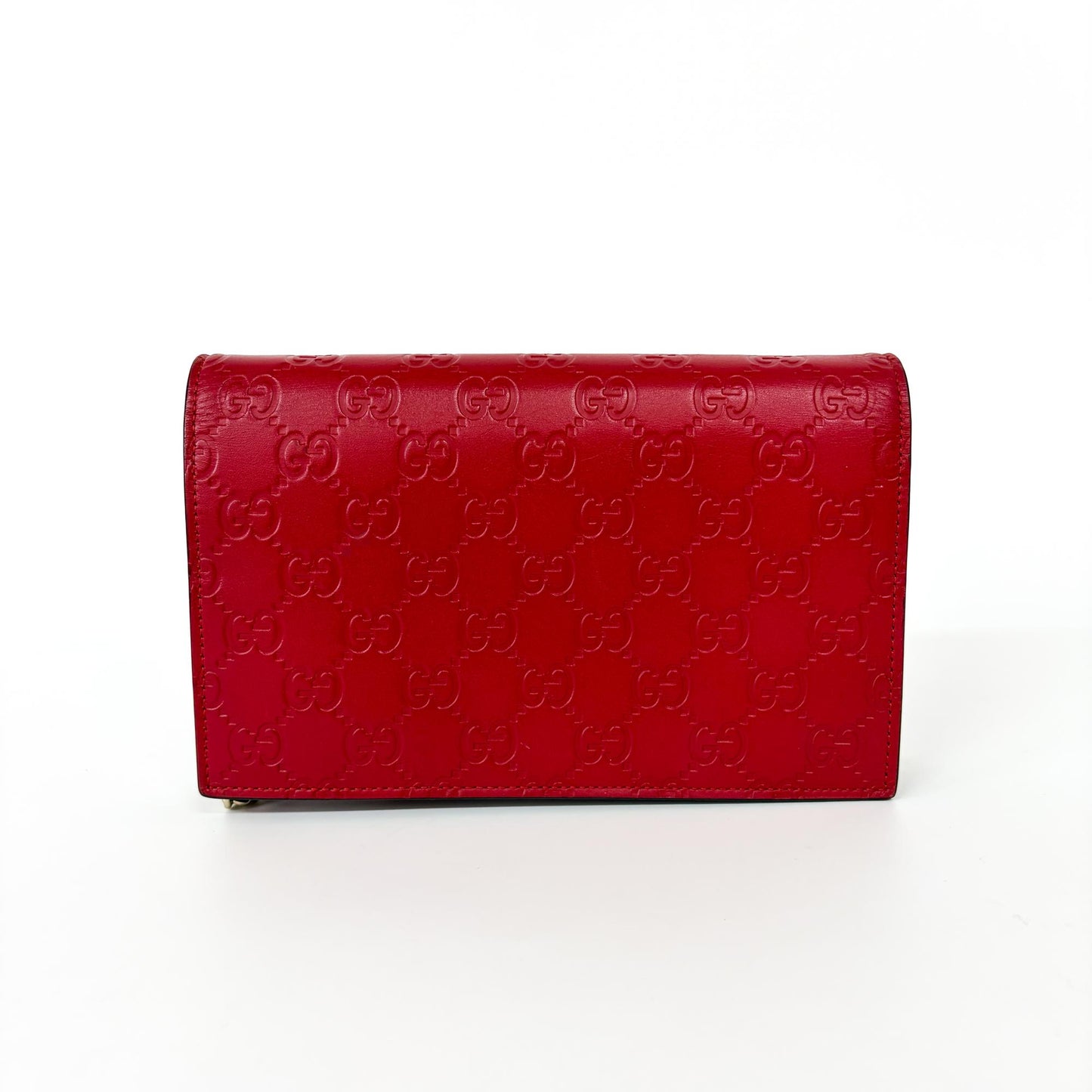 Gucci Chain Bag Wallet Red leather, Red, Leather, Shoulder Bag