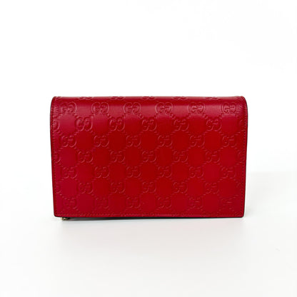 Gucci Chain Bag Wallet Red leather, Red, Leather, Shoulder Bag