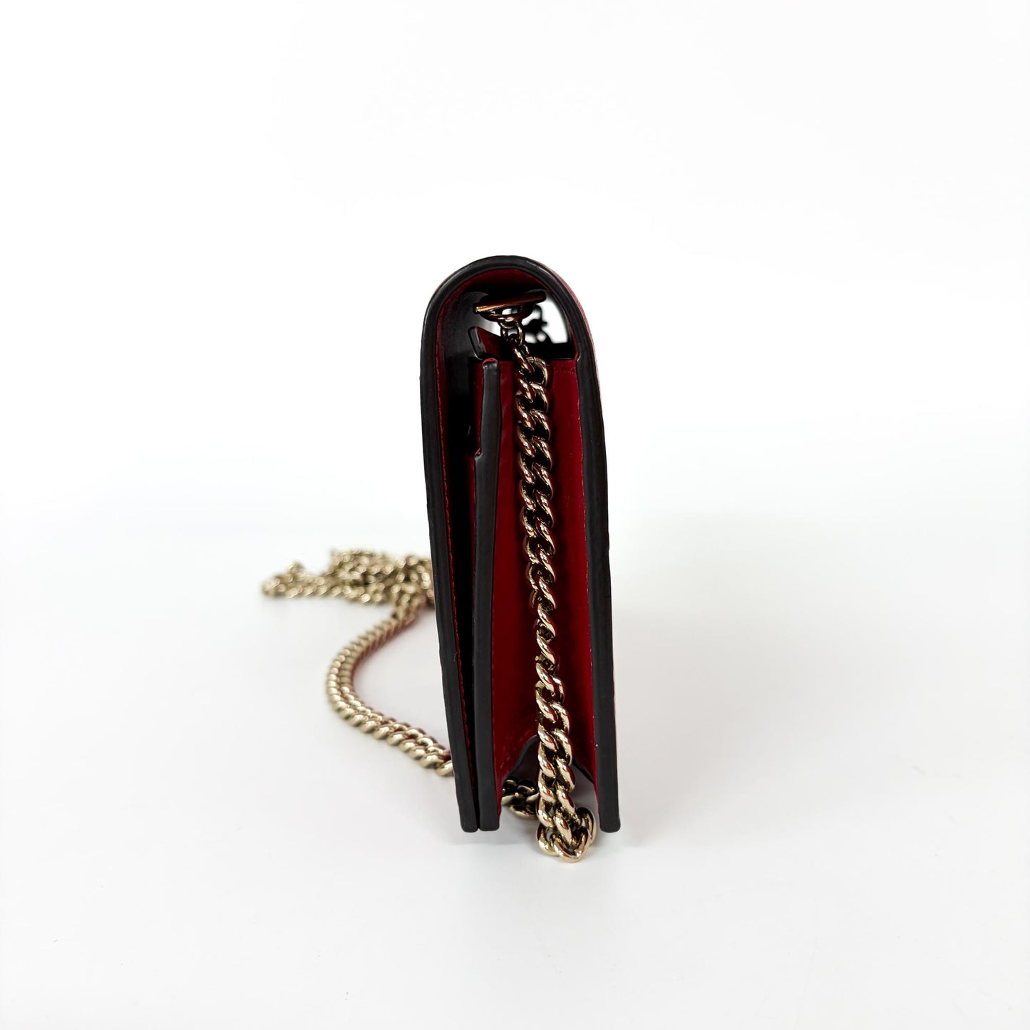Gucci Chain Bag Wallet Red leather, Red, Leather, Shoulder Bag