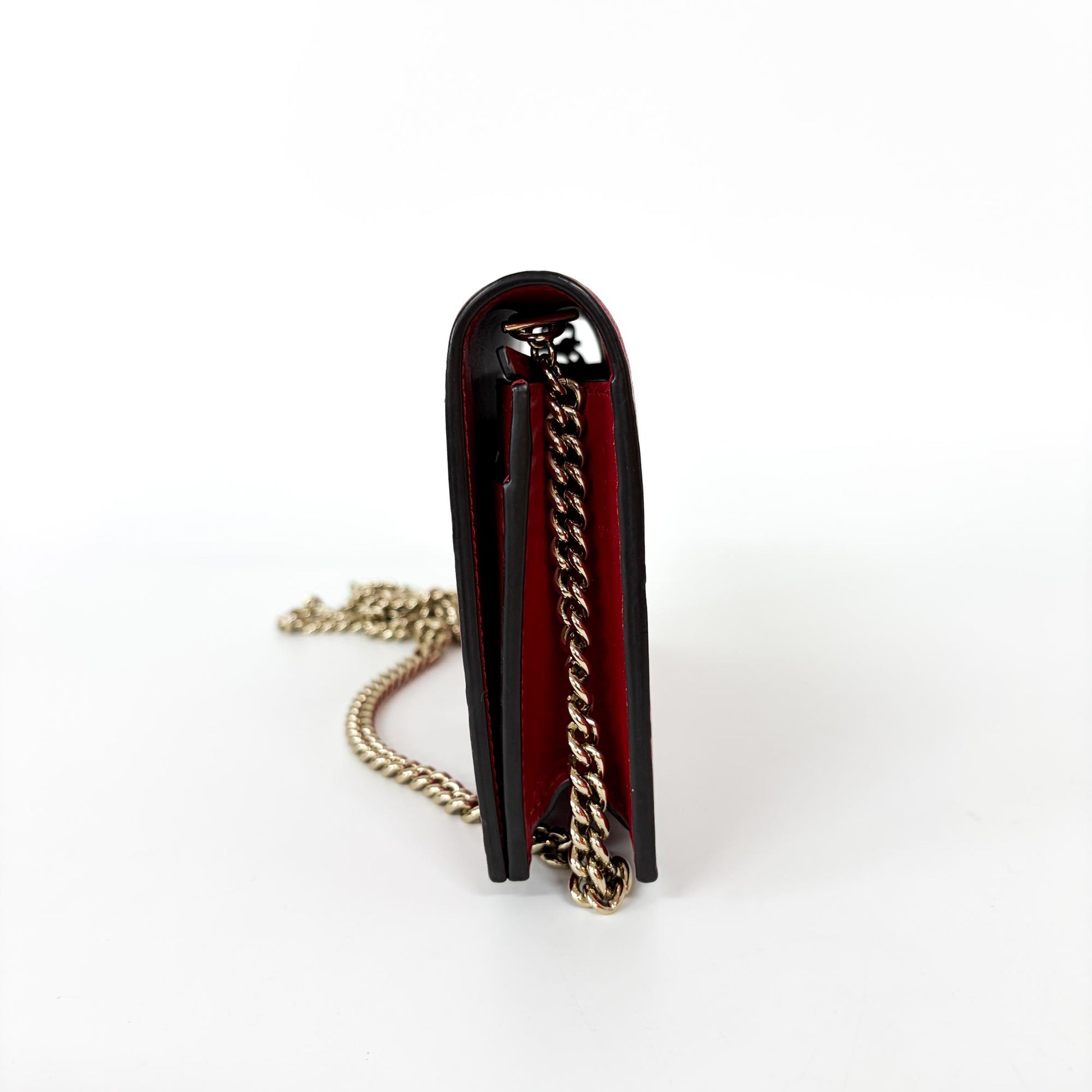 Gucci Chain Bag Wallet Red leather, Red, Leather, Shoulder Bag
