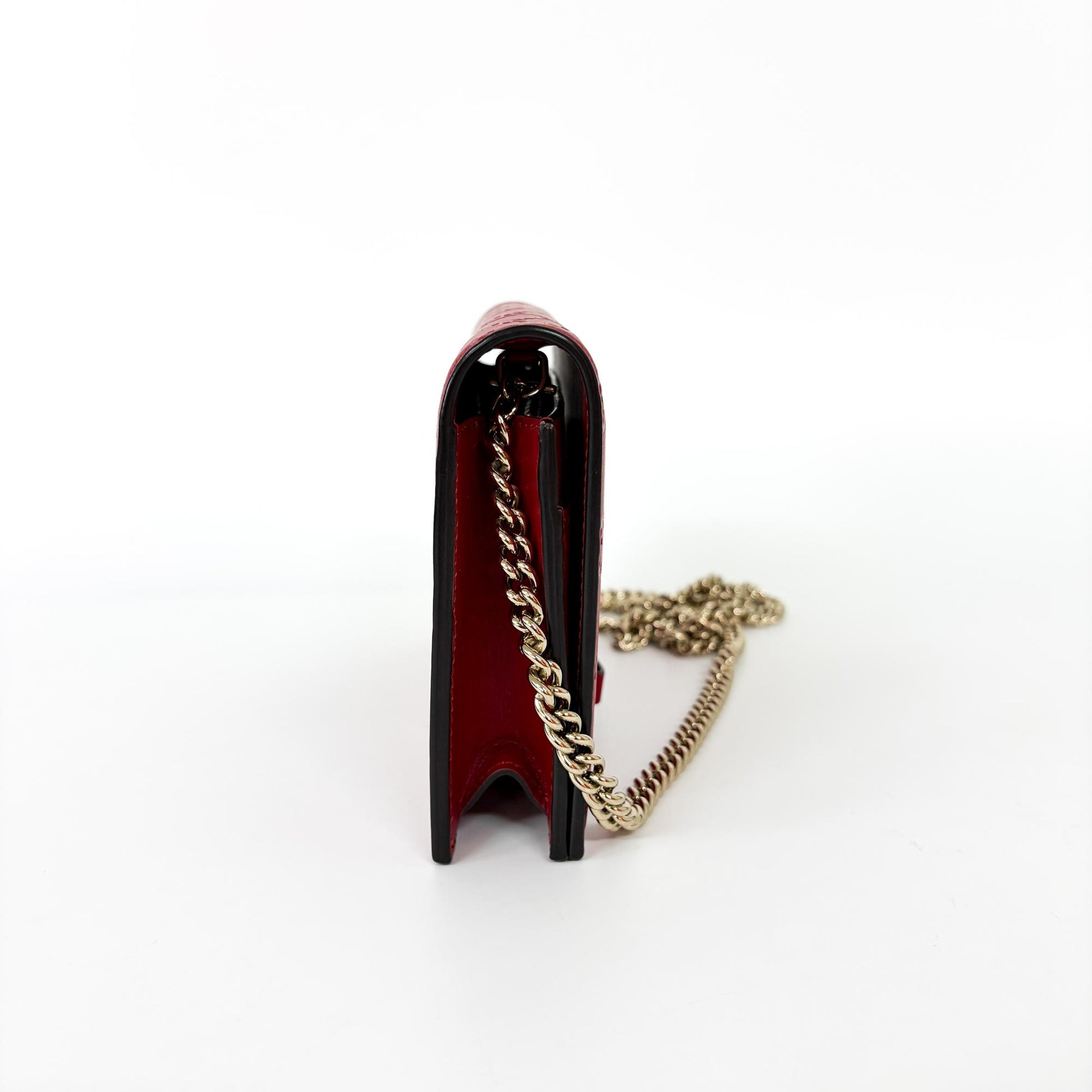 Gucci Chain Bag Wallet Red leather, Red, Leather, Shoulder Bag
