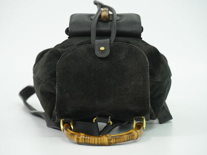 Gucci Vintage Bamboo Suede, Black, Suede, Backpack