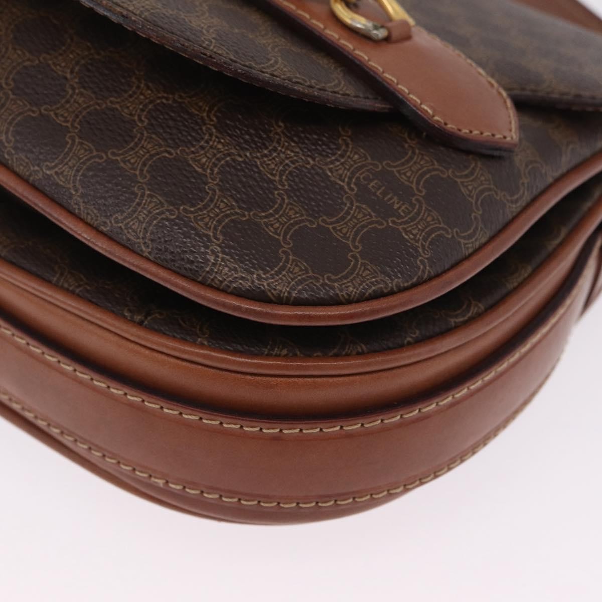 Celine Macadam Shoulder Canvas, Brown, Canvas, Crossbody Bag