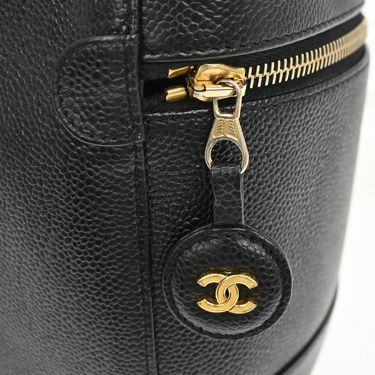 Chanel Vintage Timeless Cosmetic Case Caviar, Black, Leather, Handbag