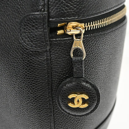 Chanel Vintage Timeless Cosmetic Case Caviar, Black, Leather, Handbag