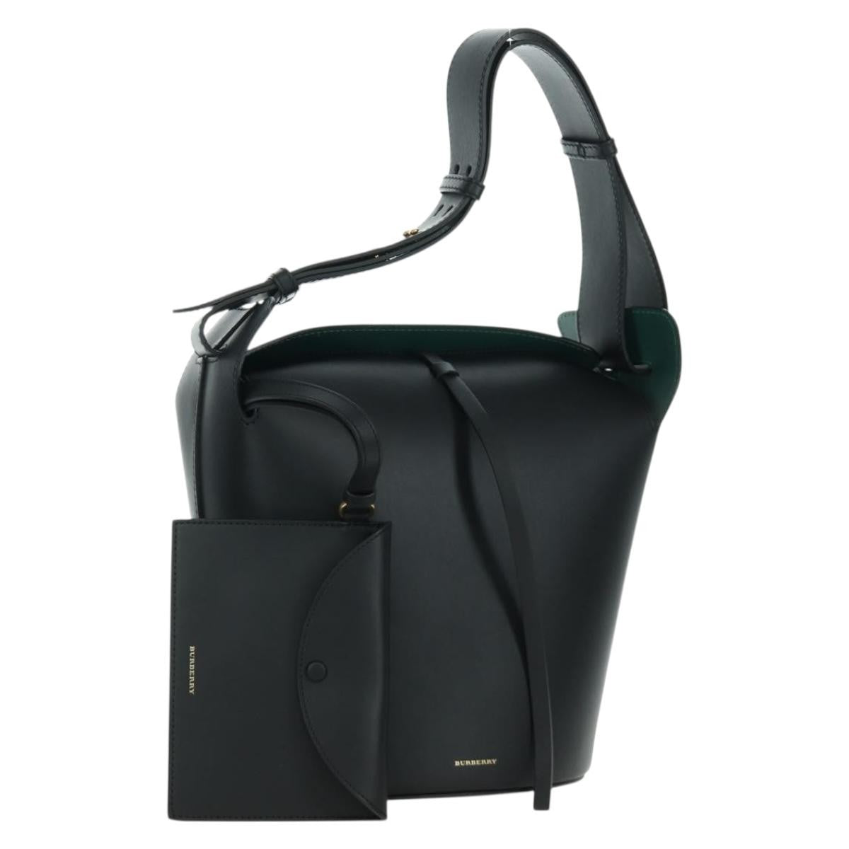 Burberry Supple Bucket Leather, Black, Leather, Handbag