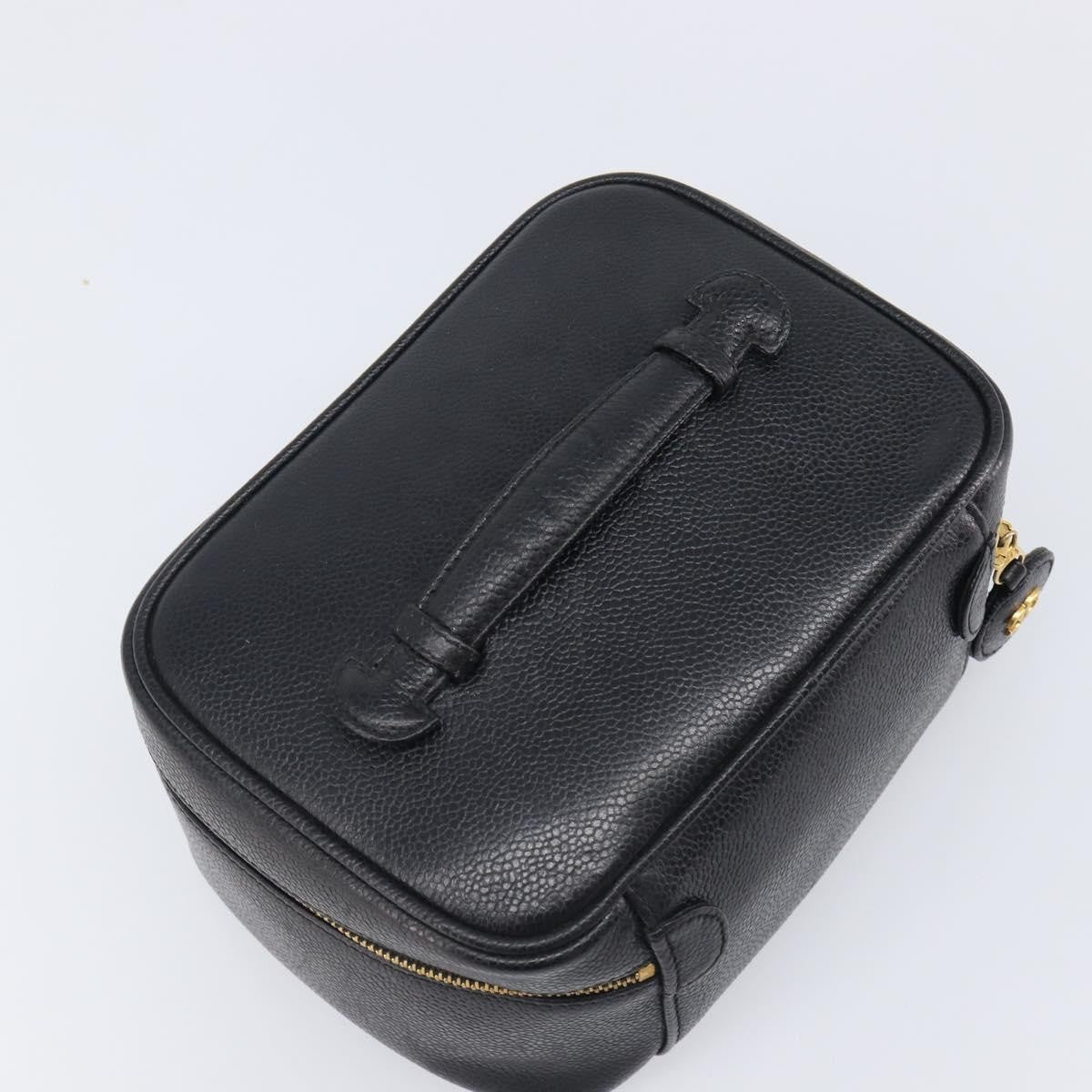 Chanel Vintage Timeless Cosmetic Case Caviar, Black, Leather, Clutch