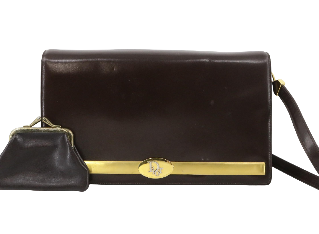 Christian Dior 30 Montaigne Clutch Patent leather, BROWN, PATENT_LEATHER, Shoulder bag