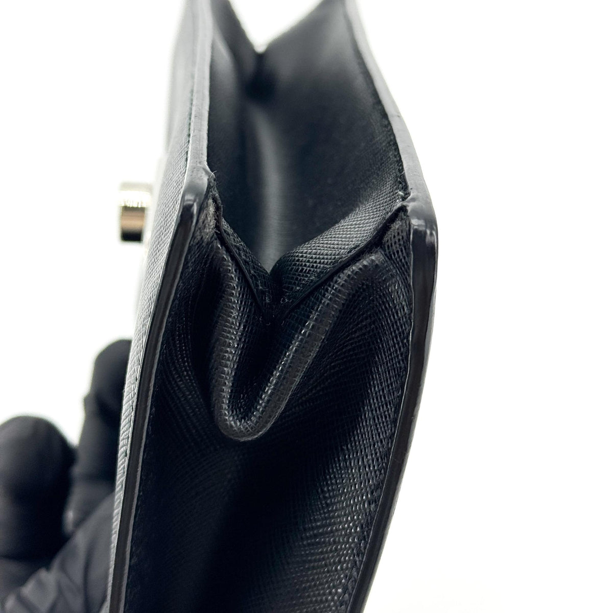 Prada Convertible Sound Vernice Saffiano Leather, Black, Leather, Handbag