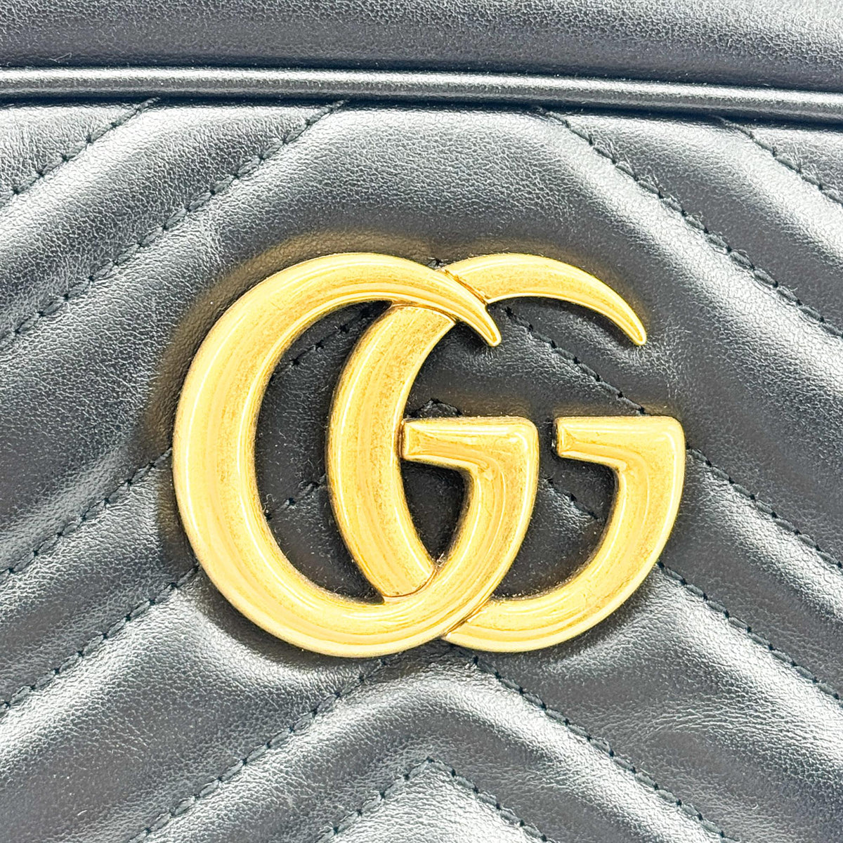Gucci GG Marmont Chain Matelasse Leather, Black, Leather, Crossbody Bag