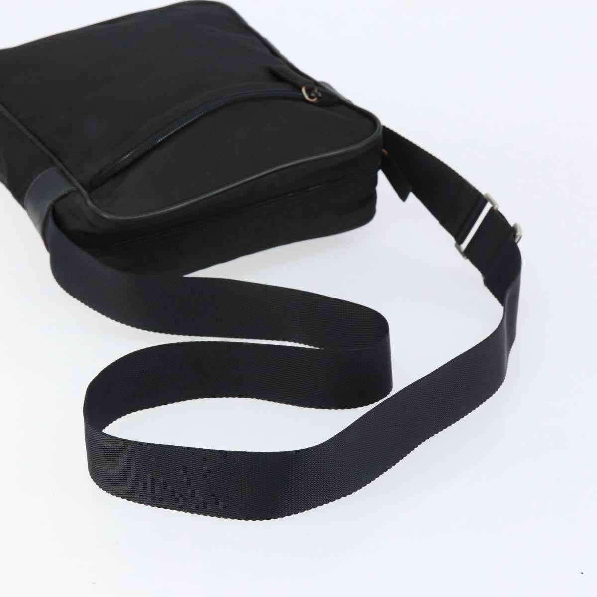 Prada Zip Messenger Tessuto with Leather, Black, Nylon, Handbag