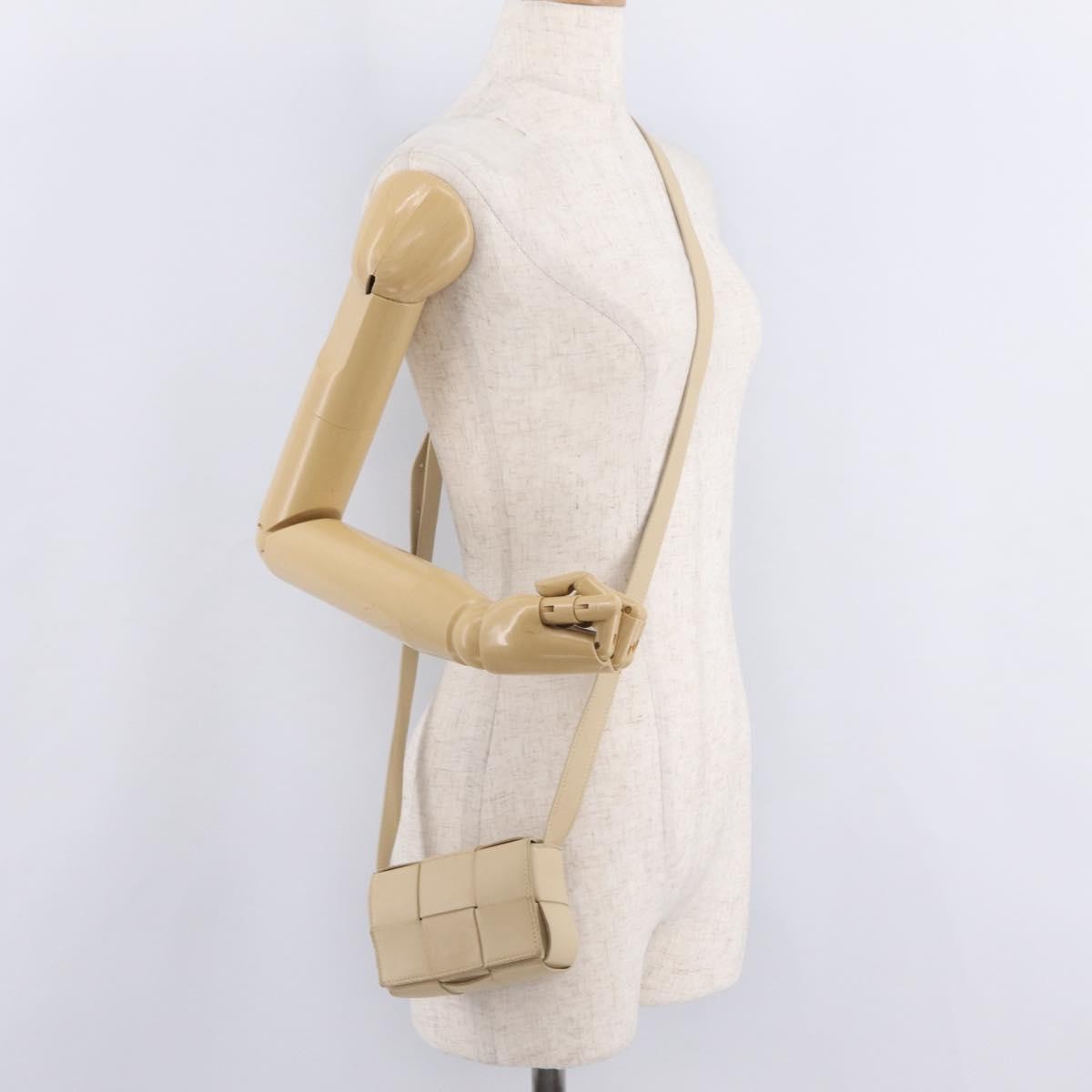Bottega Veneta Cassette Maxi Intrecciato Leather, Beige, Leather, Crossbody Bag
