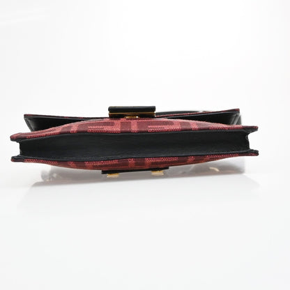 Fendi Baguette Convertible Pouch Zucca Canvas, Burgundy, Canvas, Clutch