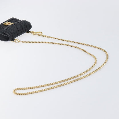 Miu Miu Biker Chain Matelasse Leather, Black, Leather, Shoulder Bag