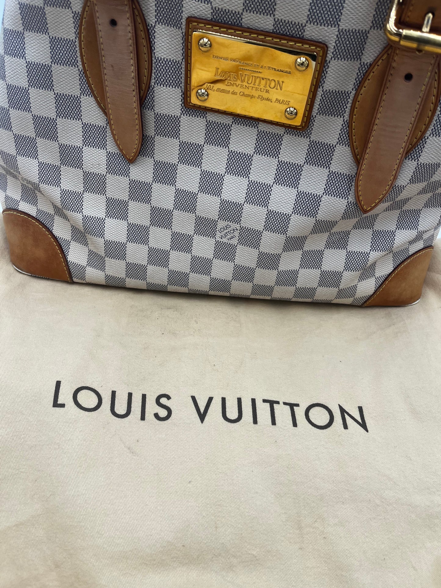 Louis Vuitton Hampstead Handbag Damier, Beige, Canvas, Handbag