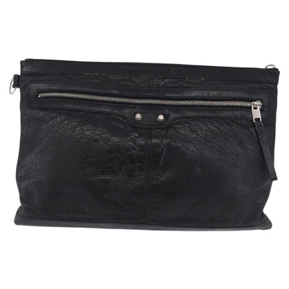 Balenciaga Classic City Clip Leather, Black, Leather, Clutch