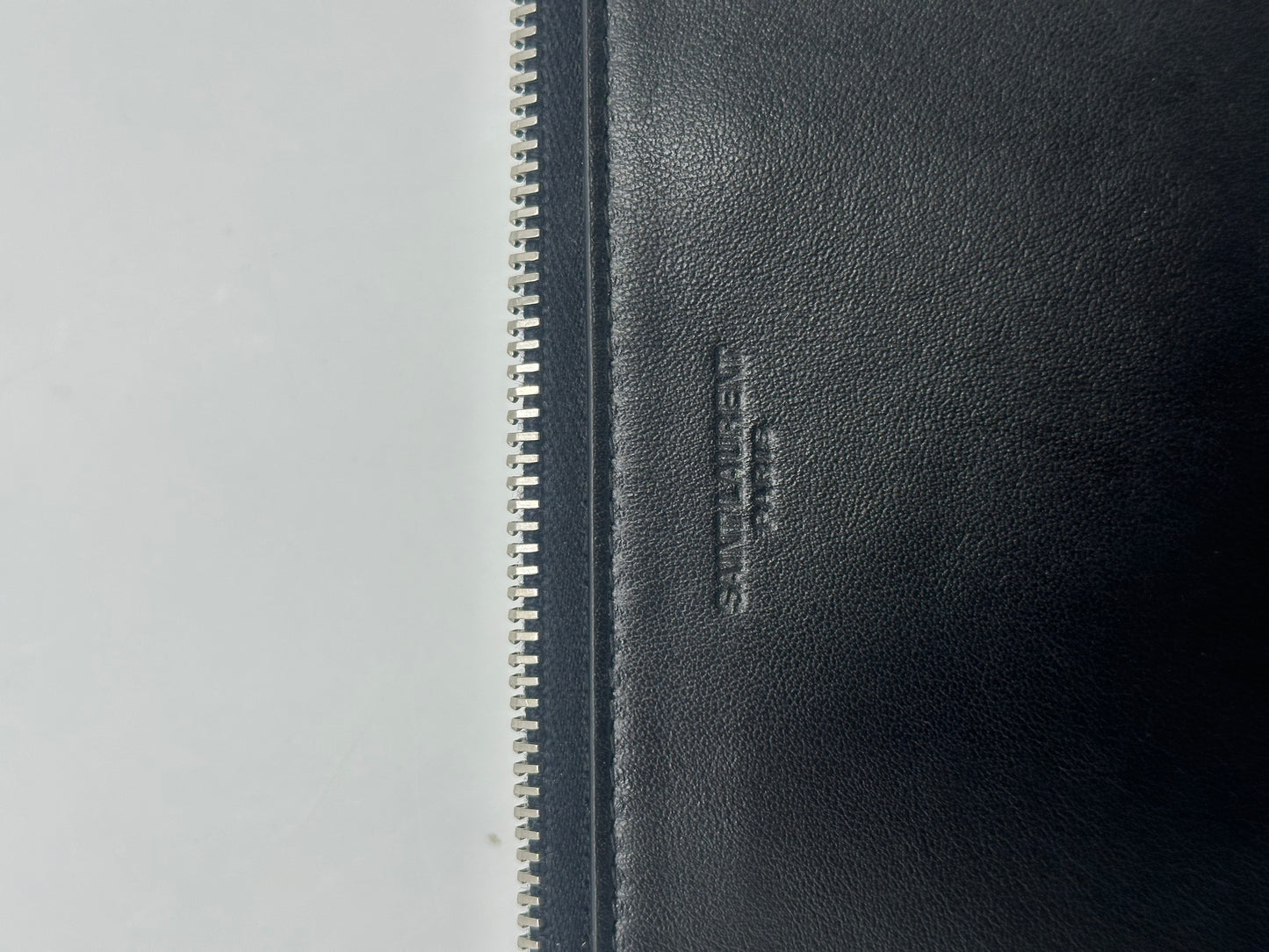Saint Laurent Zip Pouch Leather, Black, Leather, Clutch