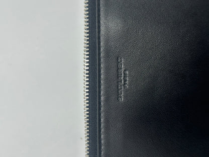 Saint Laurent Zip Pouch Leather, Black, Leather, Clutch
