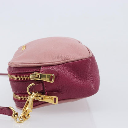 Miu Miu Madras Double Zip Leather, Pink, Leather, Crossbody Bag