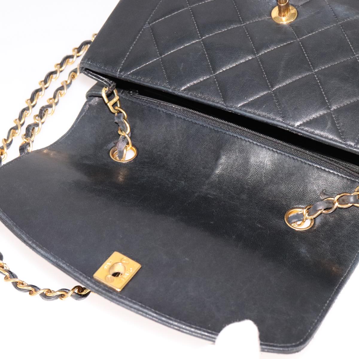 Chanel Vintage Diana Flap Bag Quilted Lambskin, BLACK, LEATHER, Shoulder bag