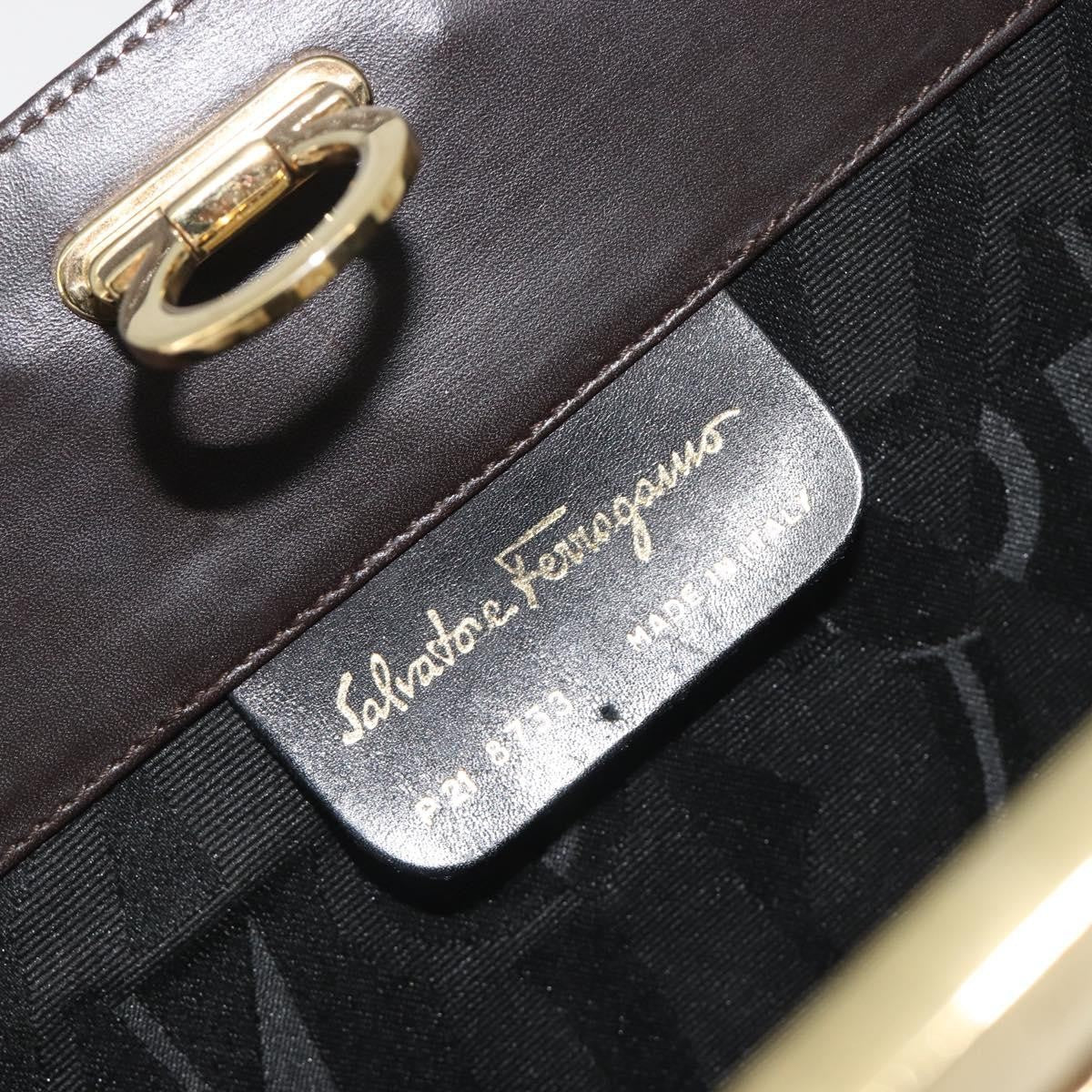 Salvatore Ferragamo Vintage Gancini Chain Leather, Brown, Leather, Shoulder Bag