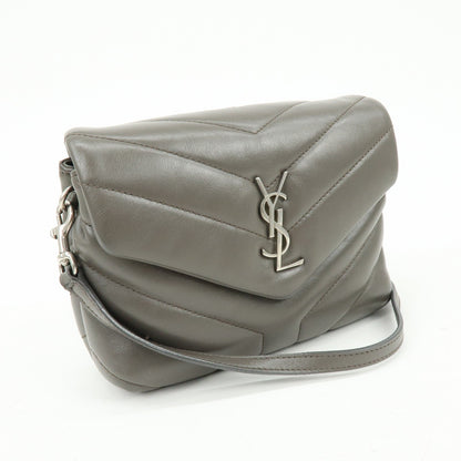 Saint Laurent Loulou Matelasse Chevron Leather, Gray, Leather, Shoulder Bag