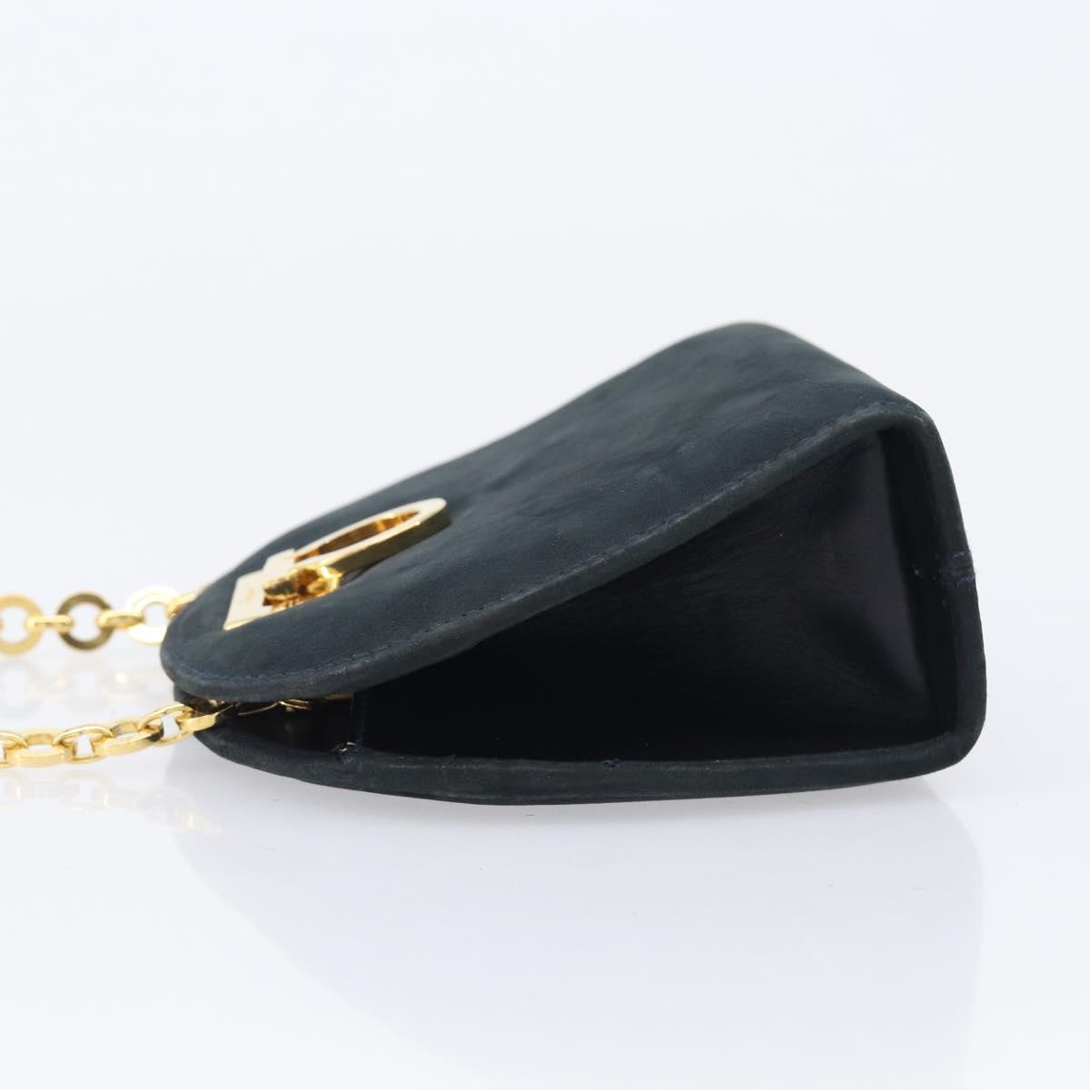 Salvatore Ferragamo Vintage Gancini Chain Suede, Black, Suede, Shoulder Bag