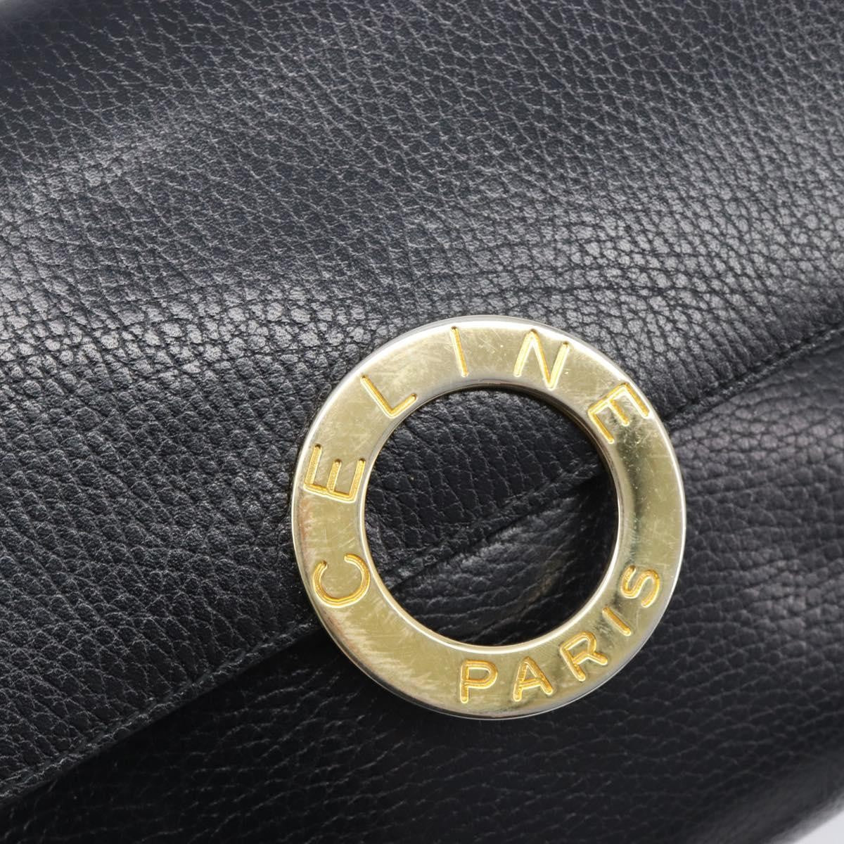 Celine Vintage Circle Logo Leather, Black, Leather, Crossbody Bag