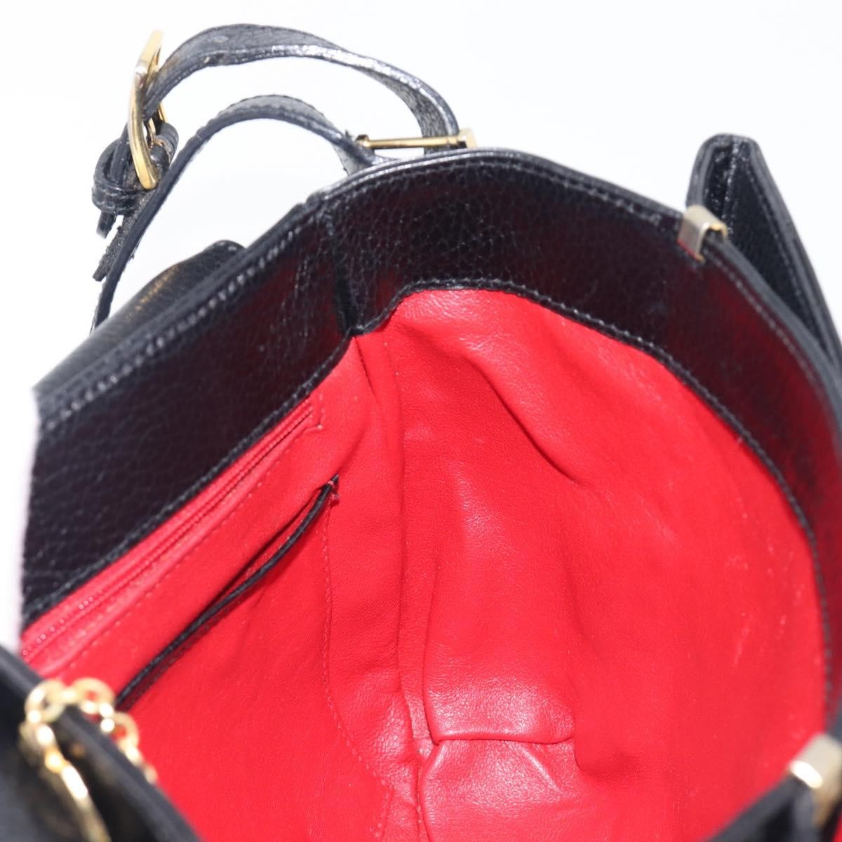 Celine Vintage Circle Logo Leather, Black, Leather, Crossbody Bag